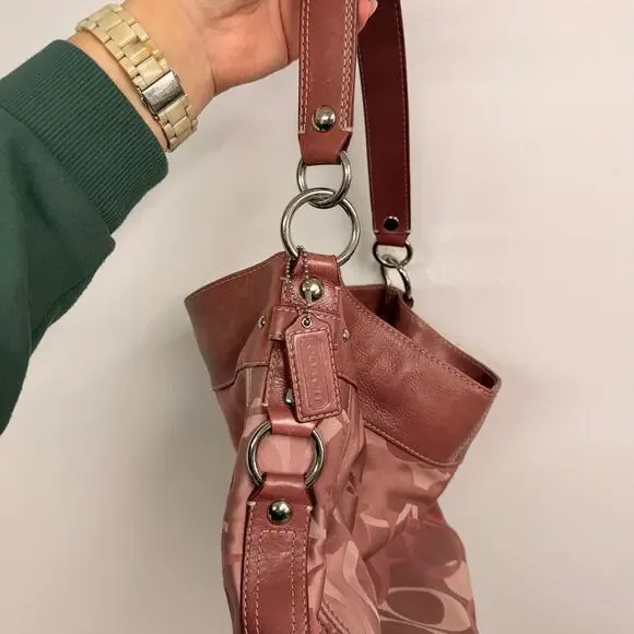 Y2K PINK Coach Signature C Logo Hobo Shoulder Bag VTG Zoe Optic EUC 2000s F14710 - Picture 4 of 11